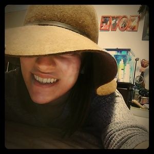 Brown Felted Oversized Floppy Sunhat/black belted